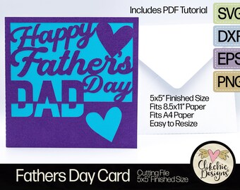 Father's Day Card SVG: 5" Square Cut File (PDF Tutorial)