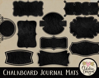Chalkboard Clipart - Chalkboard Journal Frames Clipart - Digital Scrapbook Embellishments - Chalk Board Digital Frames, Chalkboard Label