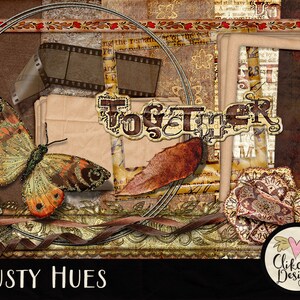 Fall Digital Scrapbook Kit Clip Art - Dusty Hues - Autumn Digital Scrapbook Papers & Elements, Digital Scrapbooking Clipart, Digital Kit