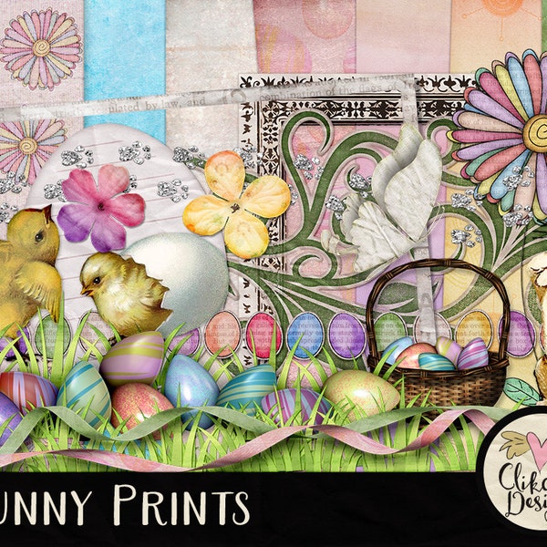 Easter Digital Scrapbook Kit: Bunny & Spring Clipart (Digital Download)