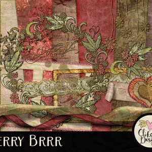 Christmas Digital Scrapbook Kit Clip Art - Digital Scrapbooking Christmas Kit - Merry BRRR Christmas Digital Papers & Elements, Digital Kit