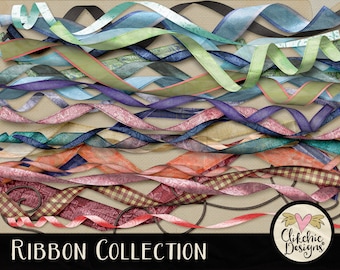 Curled Ribbon Clipart: Scrapbook Embellishments (Digital Download)