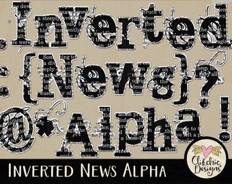 Newspaper Alpha - News Print Digital Scrapbooking Alpha Clipart - Digital Scrapbook Alphabet - Digital Alpha, Digital Alphabet,