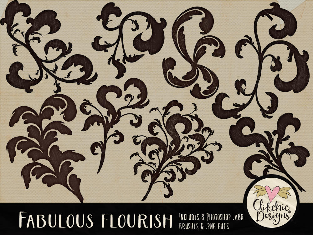 Filigree Brushes & Leafy Flourish Digital Scrapbooking