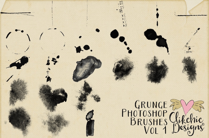 Grunge Photoshop Brushes Collection 50% Off Grunge Digital Brushes, 100 .png Texture Images & abr brushes image 3