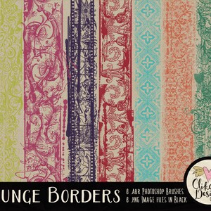 Decorative Grunge Photoshop Clipart Brushes - Digital Scrapbook Brushes - abr photoshop brushes, Grunge Borders Clip Art, Grunge Brushes