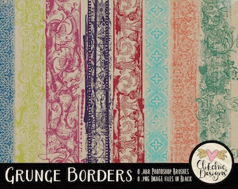 Grunge Border Photoshop Brushes: Decorative Clipart (PNG, ABR)