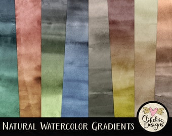 Digitaal papierpakket aquarelverloop: natuurlijke textuur (digitale download)