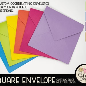 Square Envelope SVG Cutting File, 7 sizes 5-6.5 Square Envelope Template Cut File, PNG Template, DXF Envelope, Cutting Template, 12x12 image 2