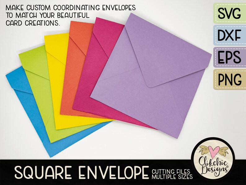 Square Envelope SVG Cutting File, 7 sizes 5-6.5 Square Envelope Template Cut File, PNG Template, DXF Envelope, Cutting Template, 12x12 image 2