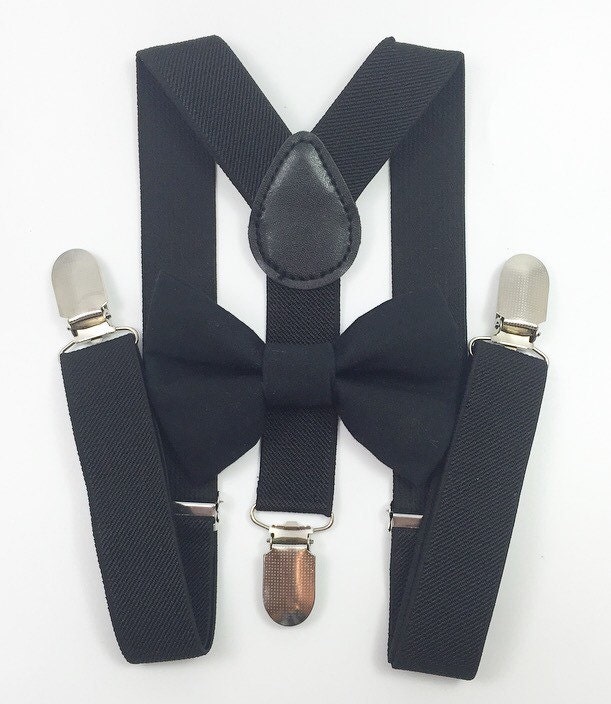Black suspenders and black bow tie, bow tie, suspenders, groomsmen gi…