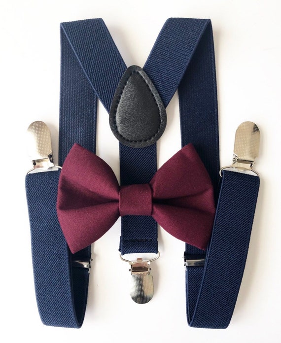 Suspenders and Bow Tie Deep Red