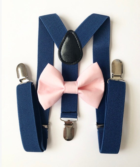 light blue suspenders and bow tie