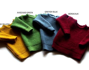 Baby's/Kinderen gebreide lamswol trui met eiken knopen/trui/vest/roze/blauw/grijs/naturel Kleding Unisex kinderkleding Sweaters 
