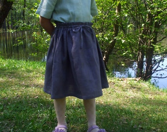 Girl's linen skirt/wide skirt/linen clothing/linen dress/girls clothing