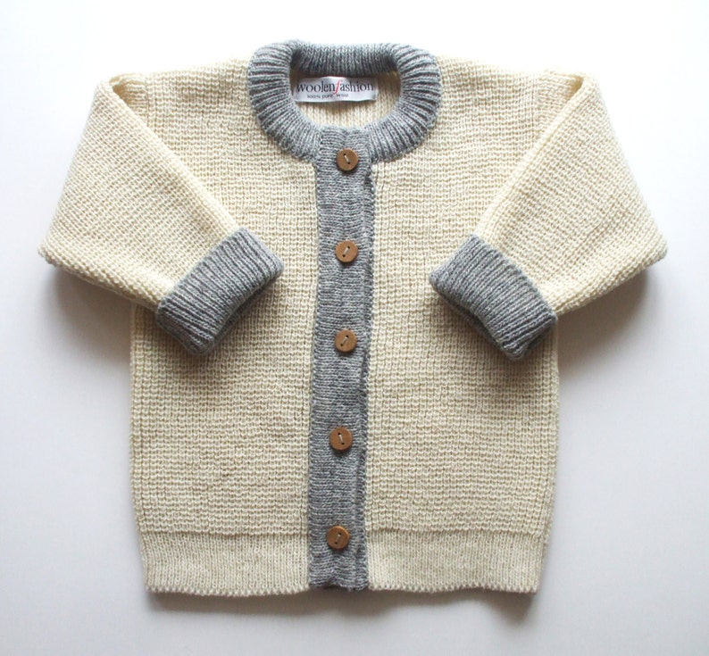 Babies/Children's knitted lambswool Cardigan with oak | Etsy