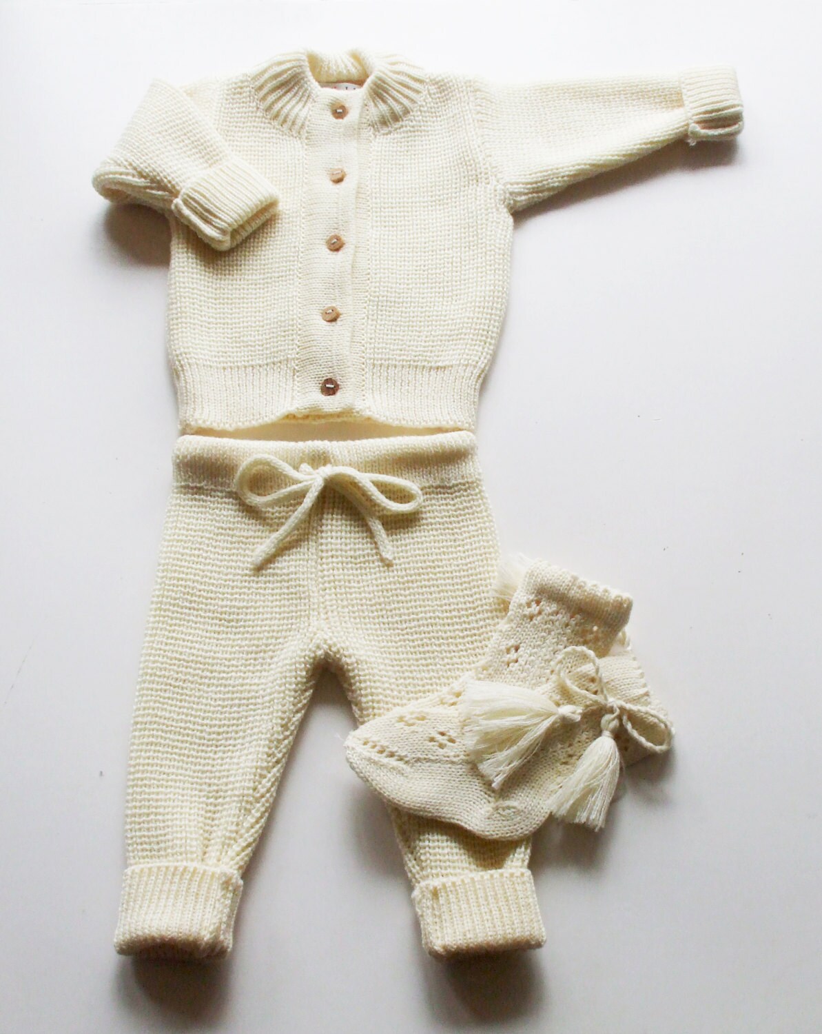 Baptism set vest broek set outfit set Kleding Unisex kinderkleding Kledingsets Baby's /Childrens merino wol set 