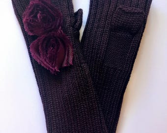 Women's Merino wool fingerless mittens/arm warmers