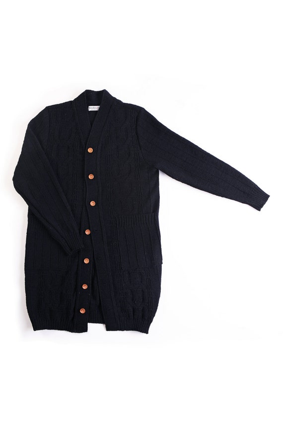 Cardigan largo de lana de cordero para hombre con botones / | Etsy México