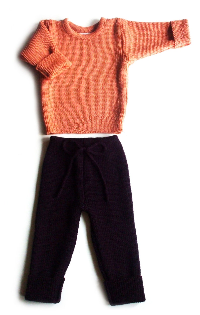 BabiesChildren/'sToddlers Virgin wool round neck sweater and pants setoutfittrousersleggingspulloverspring