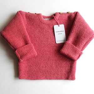 Baby's/Kinderen gebreide lamswol trui met eiken knopen/trui/vest/roze/blauw/grijs/naturel Kleding Unisex kinderkleding Sweaters 