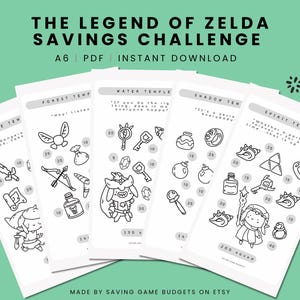 LEGEND of ZELDA savings challenge printable A6 & Personal size