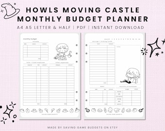 HOWLS MOVING CASTLE Howl & Sophie Cute Monthly Budget Planner