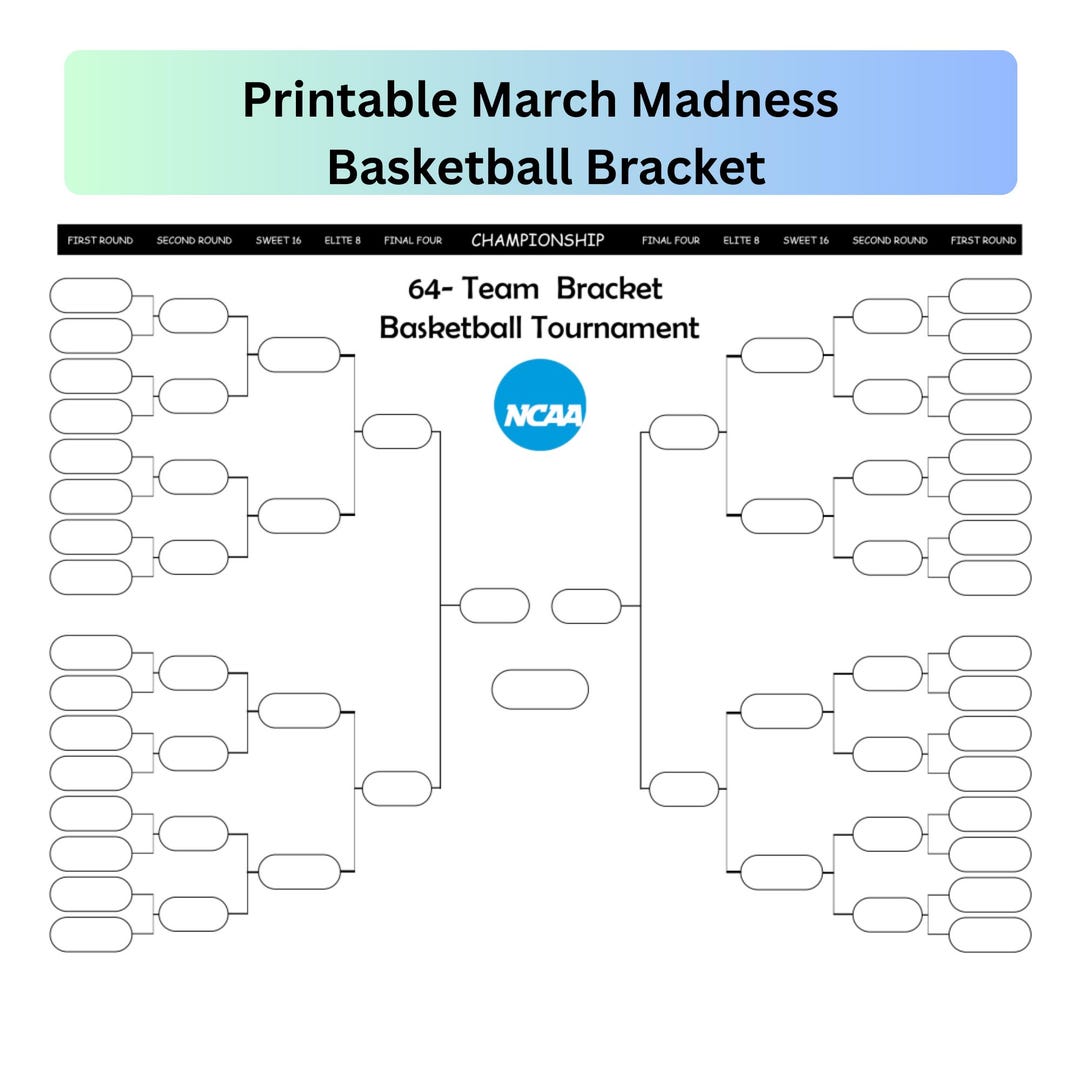 Blank March Madness Bracket for 2026 NCAA Men’s Basketball Tournament ...