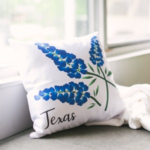 Texas Bluebonnets pillowcase - Texas pillow - Decorative Throw Pillow