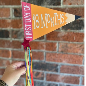 First Day of School Pennant Flag: Photo Prop with Glitter Star