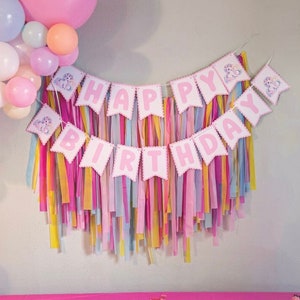 Unicorn Birthday Banner, Pastel Rainbow Unicorn Party