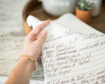 Custom Printed Kitchen Towel-  Personalized Hand Towel- Handwritten Family Recipe Keepsake for Her