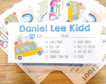 Personalized School Envelopes: Custom Printed Stationery, Set of 25