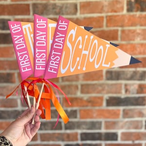 First Day of School Pennant Flag, Back to School Printable
