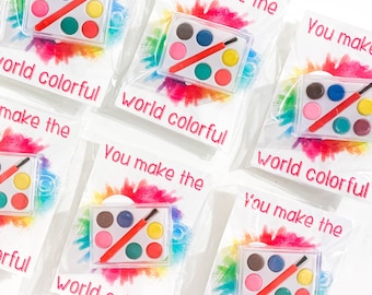 Watercolor Party Favor, Class Gifts, Kids Valentine's