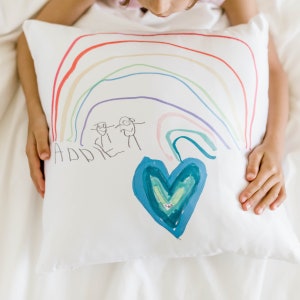 Kids drawing printed on Pillowcase- Personalized Custom Pillow- Kids Artwork Keepsake