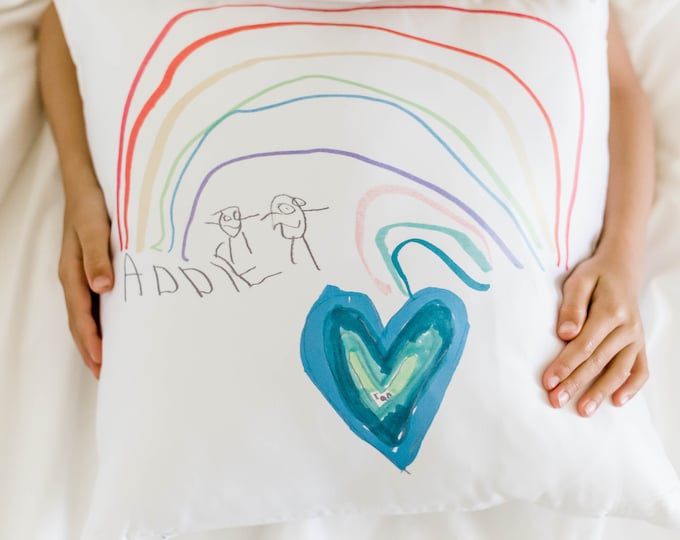 Kids drawing printed on Pillowcase- Personalized Custom Pillow- Kids Artwork Keepsake