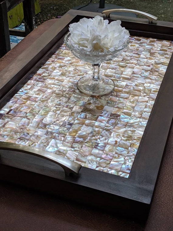 Serving Tray Ottoman Coffee Table Brown Wood Frame Schweiz Serving Tray Ottoman Coffee Table, Ivory Coffee Table Trays