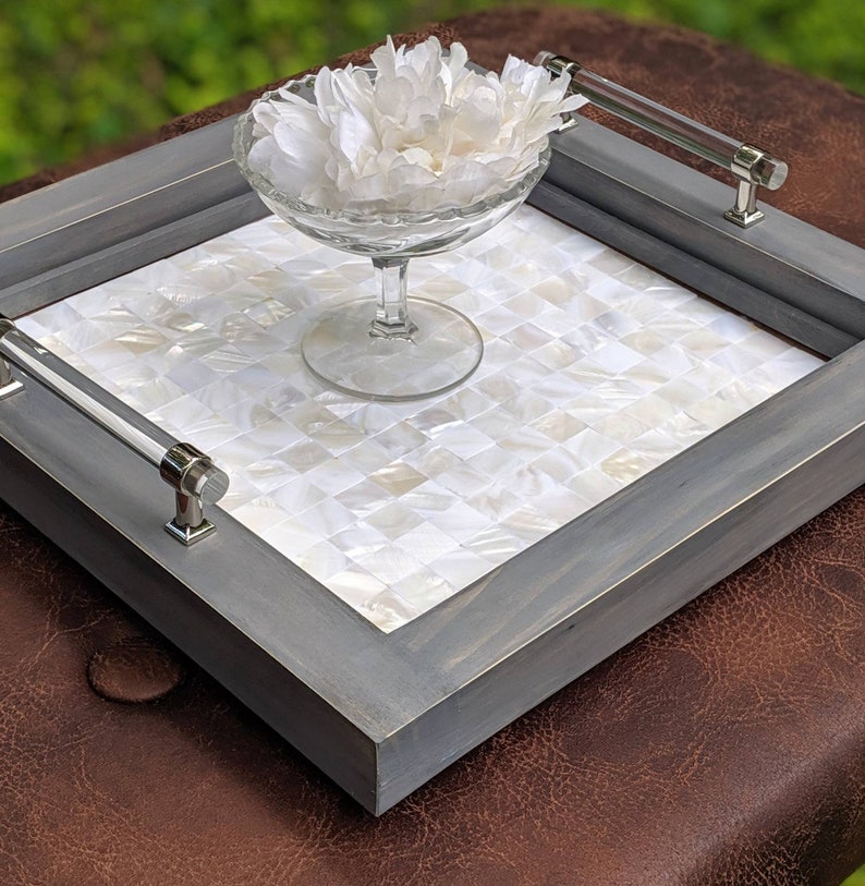 Serving Trayottomanvanitycenterpiecegray Finish Wood Etsy