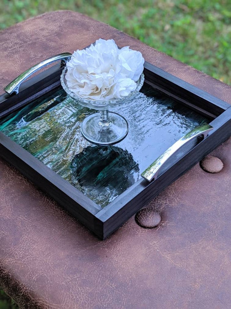 Serving Tray. Ottoman. Table Centerpiece. Black Finish Wood. Etsy