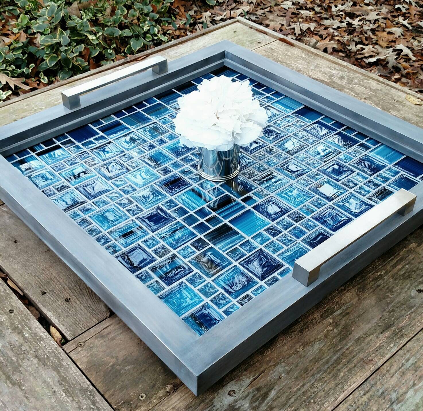 Blue tray for ottoman discount