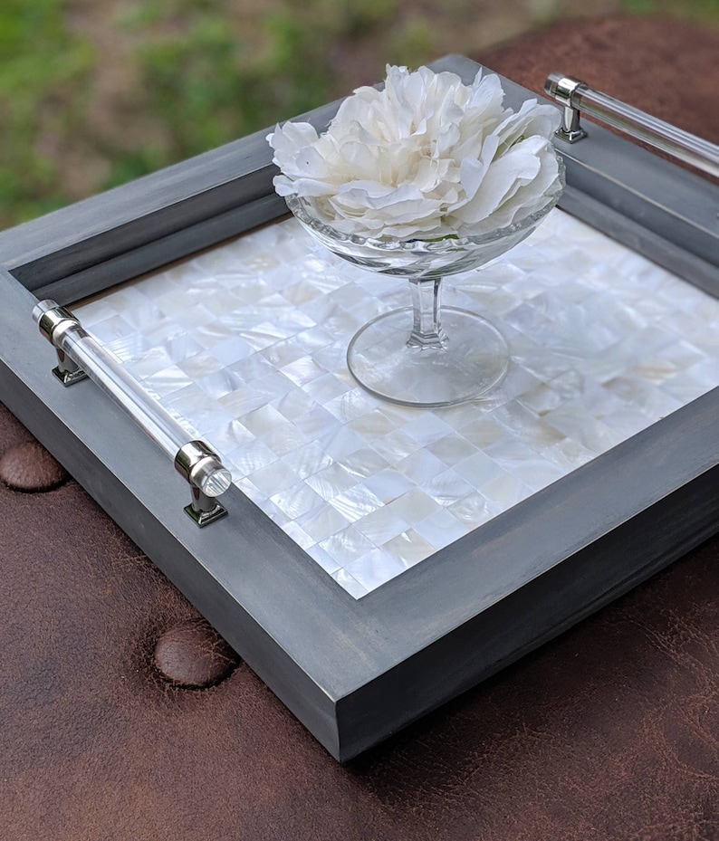 Serving Trayottomanvanitycenterpiecegray Finish Wood Etsy