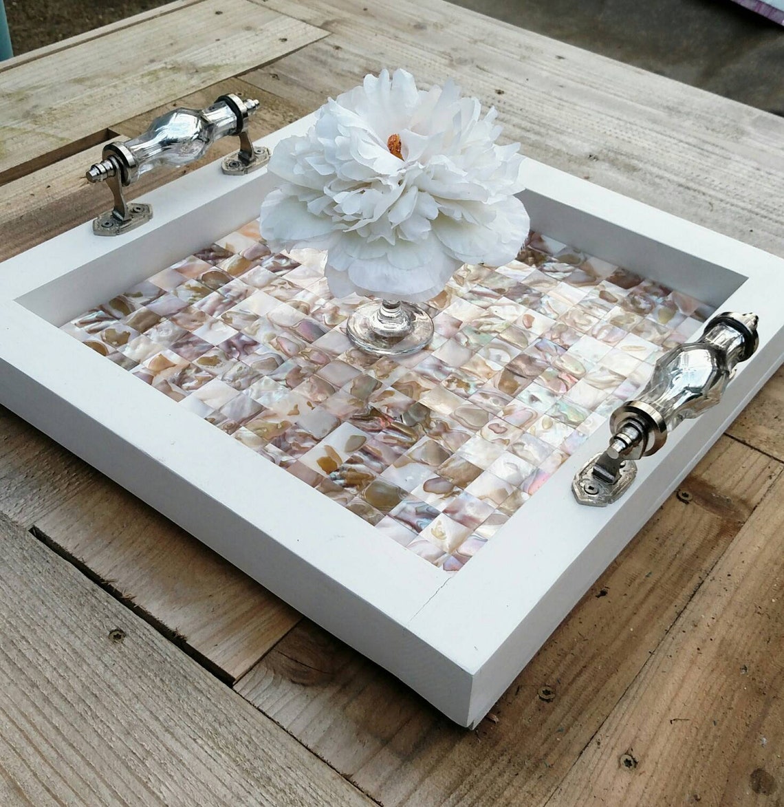 Serving Tray. Ottoman Tray. Table Centerpiece. White Wood. Etsy