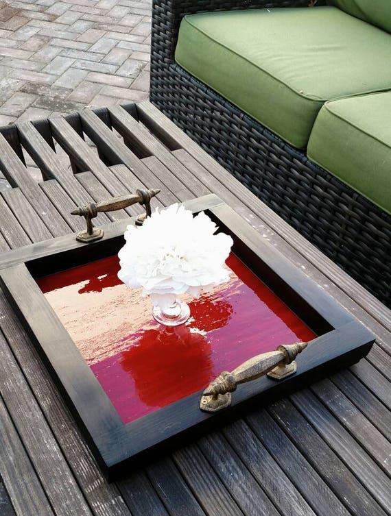 Red cheap ottoman tray