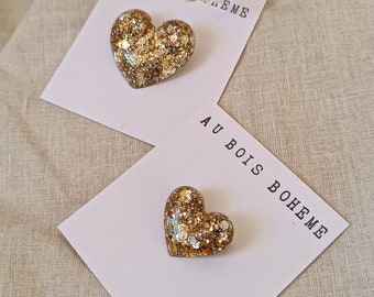 Broche coeur | Paillettes | cadeau fin d'année | Maîtresse /Nounou | Cadeau personnalisé | Cadeau evjf | mariage| témoin | parrain/marraine