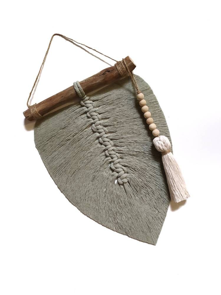 Feuille à Suspendre Vert de Gris Ethnique Chic