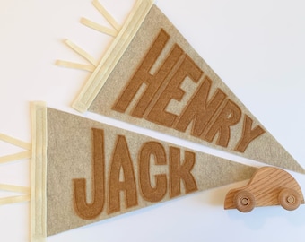 Bloque nombre Pennant (beige) / Bandera Baby Pennant / Decoración de pared / Signo de nombre / Nombre Banner / Foto mensual / Regalo para recién nacidos / Habitación para niños o guardería