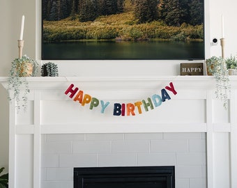 Happy Birthday Banner |  Wall Garland Bunting Decor | Celebrate | Kid Celebration Gift | Kids Room Nursery Congratulations