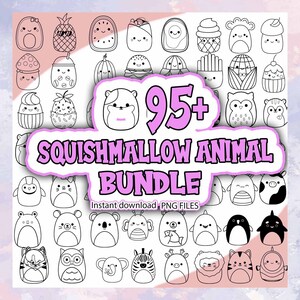 Mega Squishmallow animals PNG SVG clipart cricut designs bundle images on transparent background sublimation design for cricut birthday