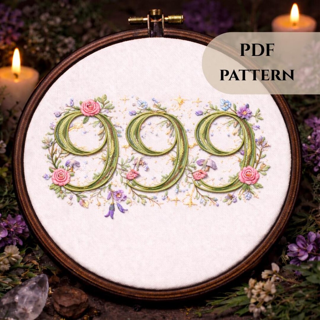 Angel Number 999 Embroidery Pattern - PDF Download - Etsy